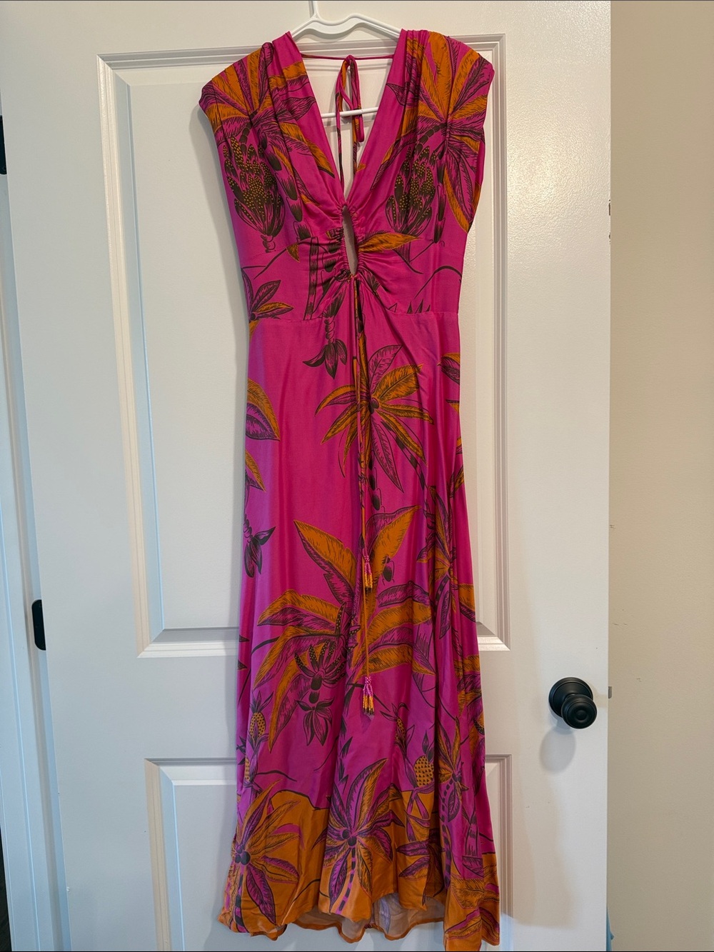 FARM Rio Pink and Orange Tropical Midi Dress